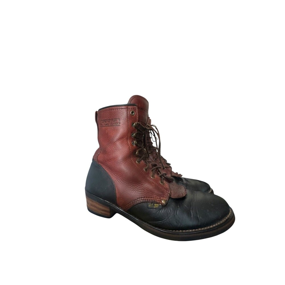 AdTec Men's 9" Packer Soft Toe Leather Lace Western Boots Chestnut Black Size 13